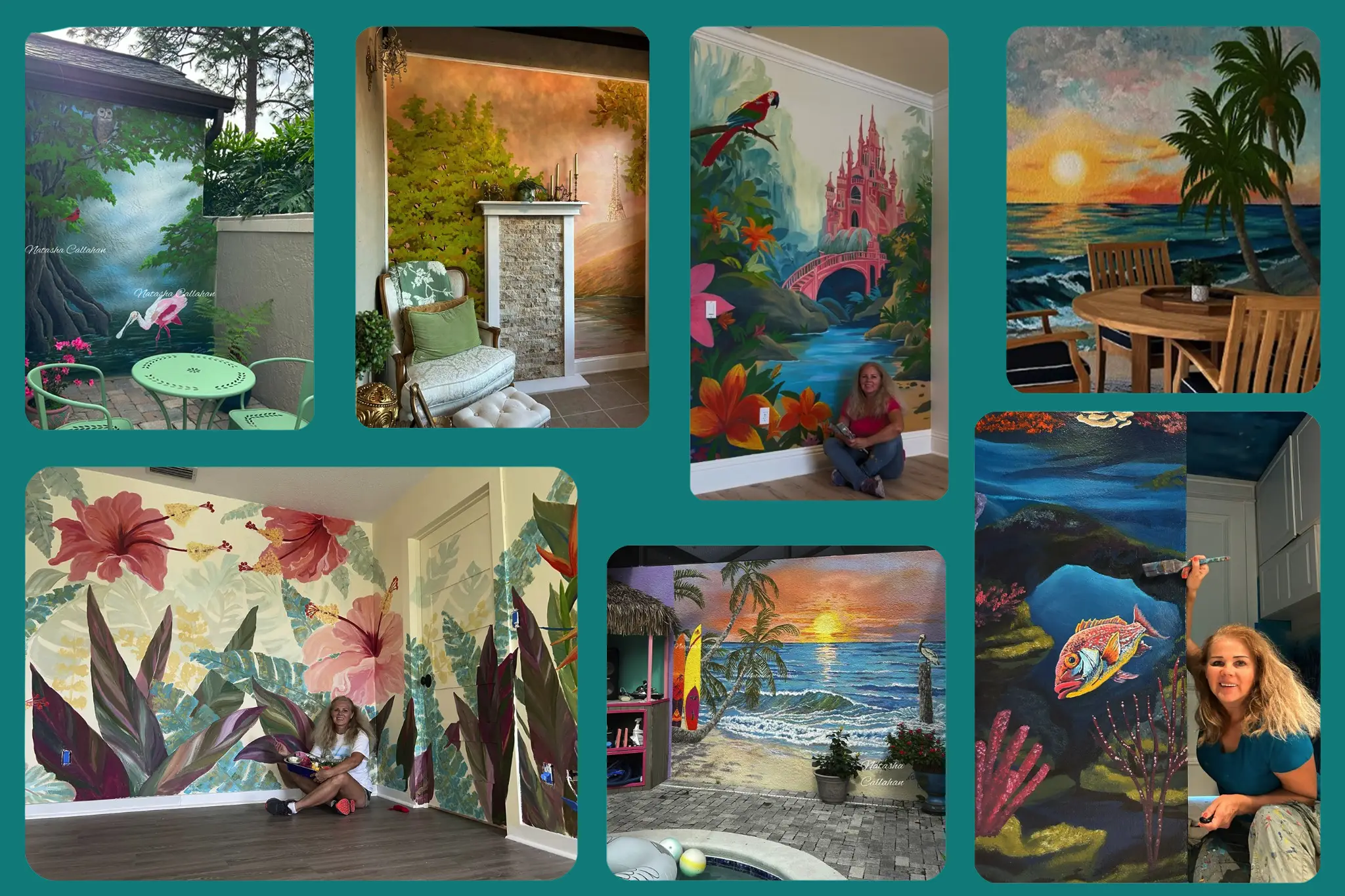 Colorful tropical and ocean-themed wall murals collection.